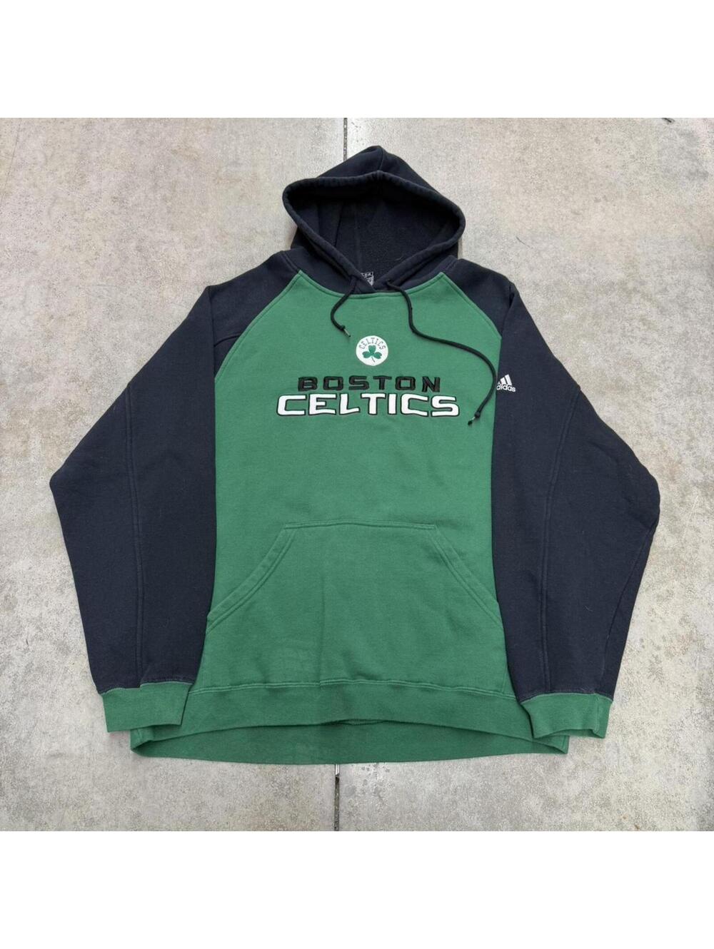 vintage boston celtics adidas black and green hoodie size large